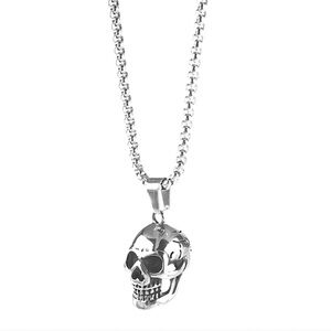 Silver Skull Pendant Necklace Steampunk Goth Biker Punk Jewelry NWT
